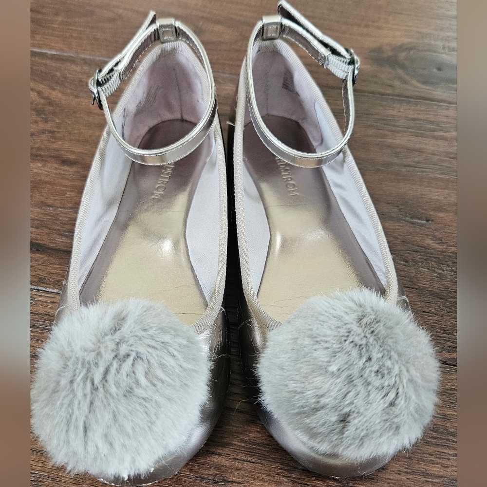 Nordstrom Ankle Strap Pom Pom Flats